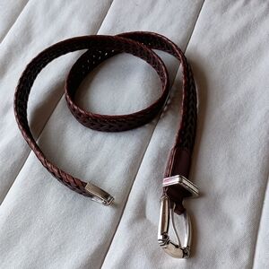 Vintage Fossil Elegant Brown Braided Leather Belt_med